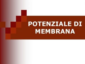 POTENZIALE DI MEMBRANA POTENZIALE DI MEMBRANA POTENZIALE DI