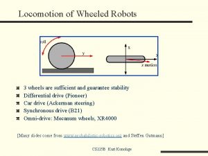 Locomotion of Wheeled Robots 3 wheels are sufficient