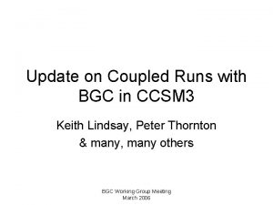 Update on Coupled Runs with BGC in CCSM