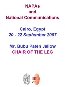 NAPAs and National Communications Cairo Egypt 20 22