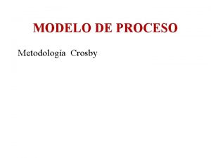 MODELO DE PROCESO Metodologa Crosby MODELO DE PROCESO