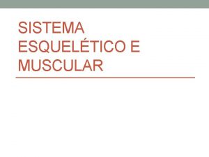 SISTEMA ESQUELTICO E MUSCULAR O esqueleto Composto por