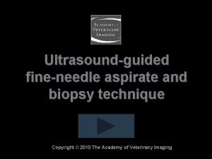 Ultrasoundguided fineneedle aspirate and biopsy technique Copyright 2010