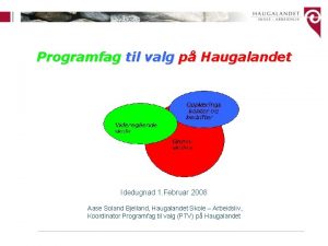 Programfag til valg p Haugalandet Idedugnad 1 Februar