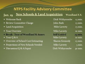 NTPS Facility Advisory Committee Jan 19 New Schools