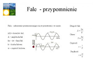 Fale przypomnienie Fala zaburzenie przemieszczajce si w przestrzeni