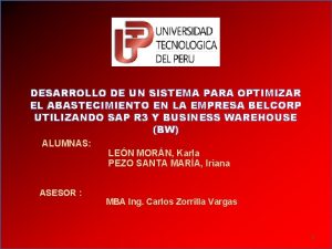 DESARROLLO DE UN SISTEMA PARA OPTIMIZAR EL ABASTECIMIENTO