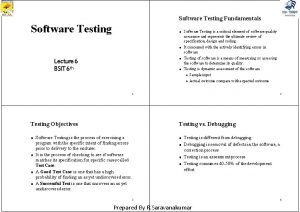 Software Testing Fundamentals Software Testing Lecture 6 BSIT