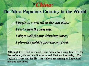 China The Most Populous Country in the World