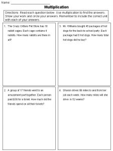 Name Multiplication Directions Read each question below Use