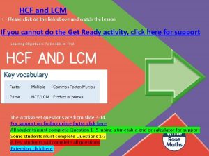HCF and LCM Please click on the link