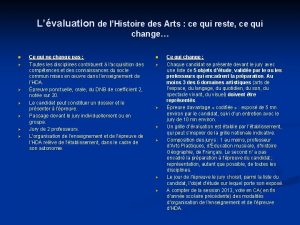 Lvaluation de lHistoire des Arts ce qui reste