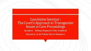 Lunchtime Seminar The Courts Approach to Transgender Issues
