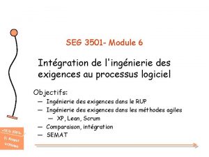 SEG 3501 Module 6 Intgration de lingnierie des