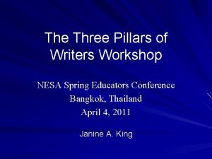 The Three Pillars of Writers Workshop NESA Spring