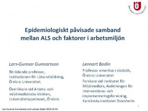 Epidemiologiskt pvisade samband mellan ALS och faktorer i