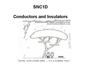 SNC 1 D Conductors and Insulators CONDUCTORS These