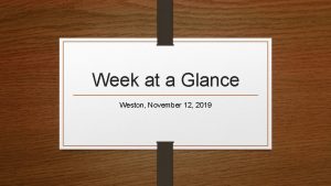 Week at a Glance Weston November 12 2019