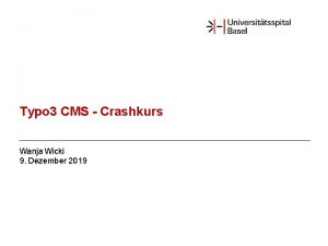 Typo 3 CMS Crashkurs Wanja Wicki 9 Dezember