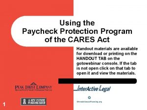 Using the Paycheck Protection Program of the CARES