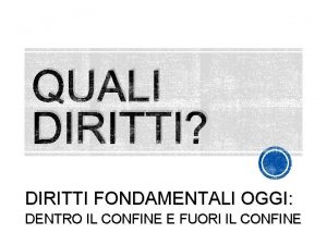 QUALI DIRITTI DIRITTI FONDAMENTALI OGGI DENTRO IL CONFINE