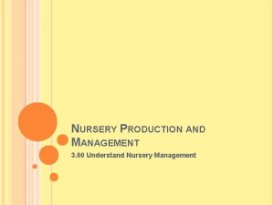 NURSERY PRODUCTION AND MANAGEMENT 3 00 Understand Nursery