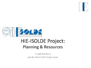 HIEISOLDE Project Planning Resources Y Kadi ENHDO and