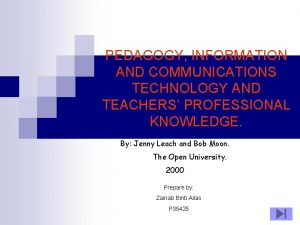 PEDAGOGY INFORMATION AND COMMUNICATIONS TECHNOLOGY AND TEACHERS PROFESSIONAL