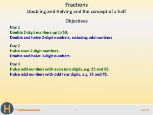 Fractions Doubling and Halving and the concept of