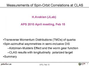 Measurements of SpinOrbit Correlations at CLAS H Avakian