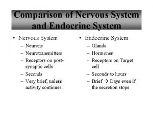 Comparison of Nervous System and Endocrine System Nervous