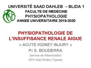 UNIVERSIT SAAD DAHLEB BLIDA 1 FACULTE DE MEDECINE