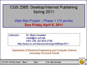 CGS 2585 DesktopInternet Publishing Spring 2011 Web Site