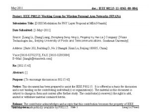 May 2011 doc IEEE 802 15 11 0361