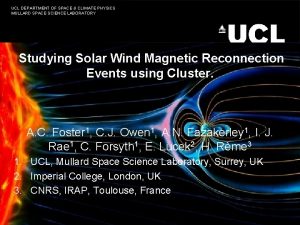 UCL DEPARTMENT OF SPACE CLIMATE PHYSICS MULLARD SPACE