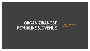 ORGANIZIRANOST REPUBLIKE SLOVENIJE mag Erika Leban Zaletelj DEMOKRATINA