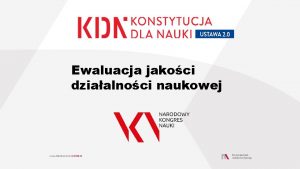 Ewaluacja jakoci dziaalnoci naukowej www facebook comMNi SW