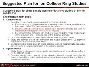 Suggested Plan for Ion Collider Ring Studies Suggested