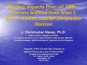 Scaling impacts from oil spills lessons learned from