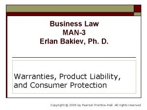 Business Law MAN3 Erlan Bakiev Ph D Warranties