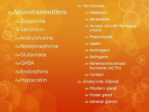 Hormones Neurotransmitters Dopamine Melatonin Adrenaline Serotonin Human Growth