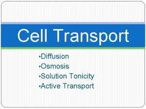Cell Transport Diffusion Osmosis Solution Tonicity Active Transport