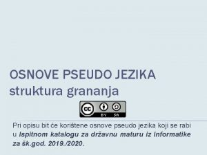 OSNOVE PSEUDO JEZIKA struktura grananja Pri opisu bit