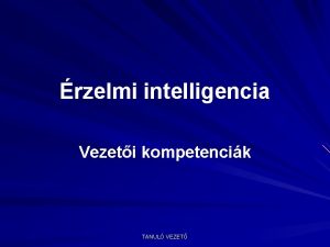 rzelmi intelligencia Vezeti kompetencik TANUL VEZET Egyni kompetencik