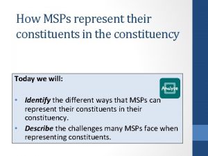 How MSPs represent their constituents in the constituency