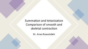 Summation and tetanization Comparison of smooth and skeletal