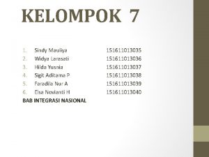 KELOMPOK 7 1 Sindy Mauliya 2 Widya Larasati