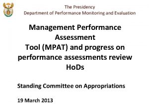 The Presidency Department of Performance Monitoring and Evaluation