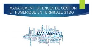 MANAGEMENT SCIENCES DE GESTION ET NUMRIQUE EN TERMINALE