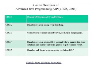 Course Outcomes of Advanced Java Programming AJP 17625